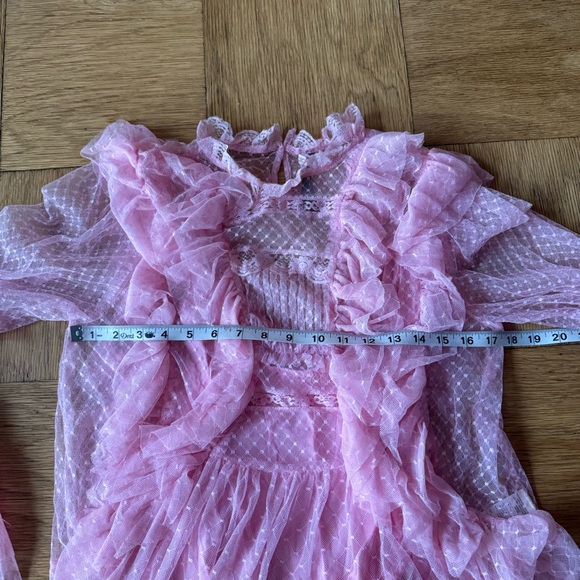 Anthropologie Pink Long Sleeve Ruffle Blouse Fairy Boho Cottagecore Medium - Picture 7 of 8